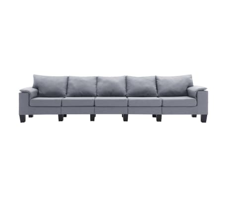 vidaXL 5-osobowa sofa, jasnoszara, tapicerowana tkaniną
