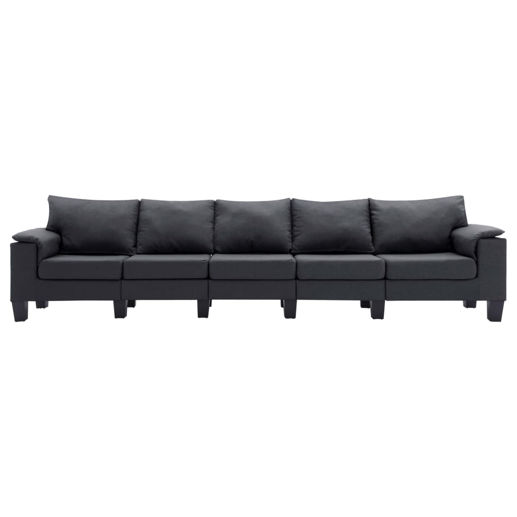 vidaXL 5-Seater Sofa Dark Grey Fabric