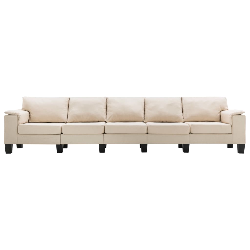 vidaXL 5-osobowa sofa, kremowa, tapicerowana tkaniną