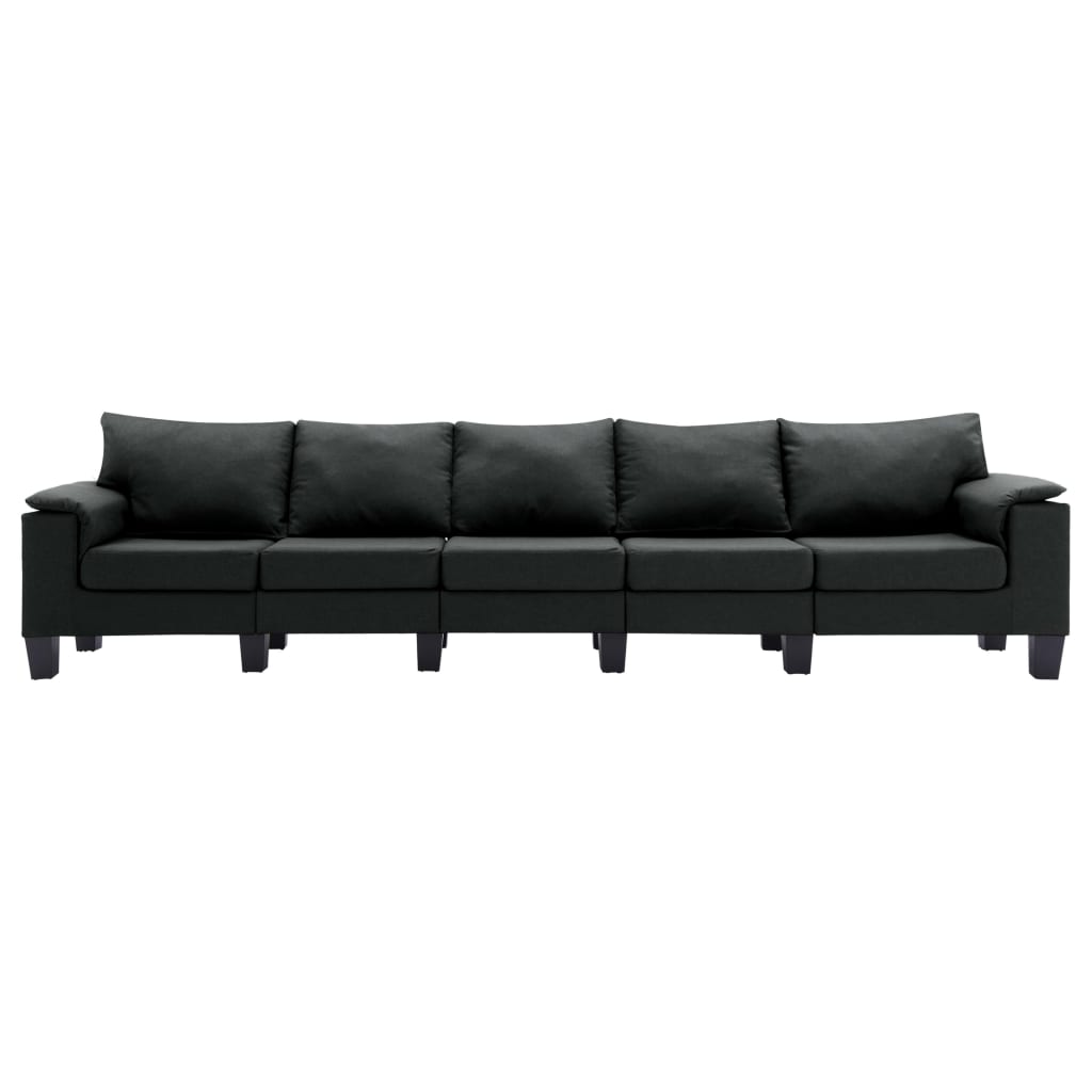 vidaXL piecvietīgs dīvāns, melns audums