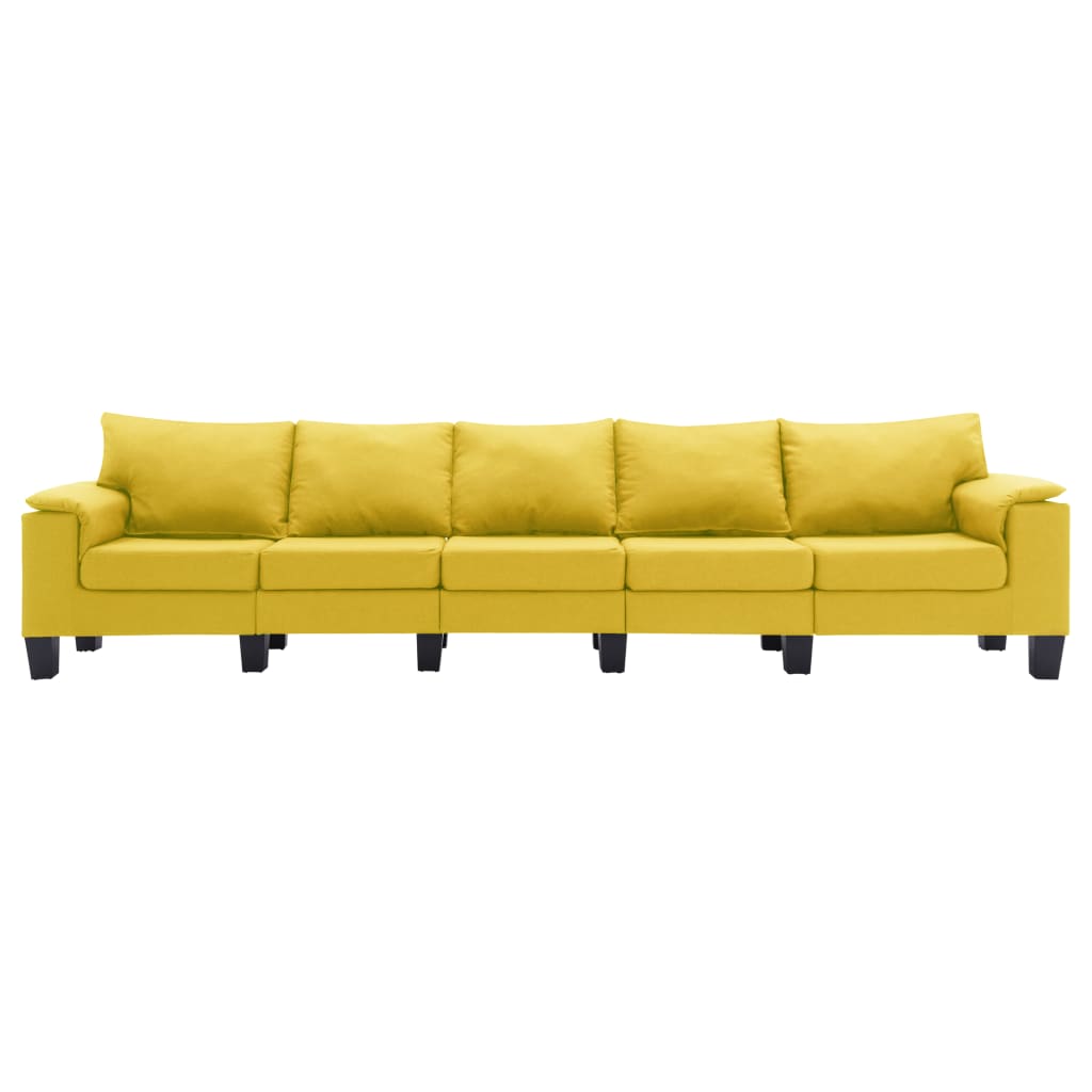 vidaXL 5-osobowa sofa, żółta, tapicerowana tkaniną