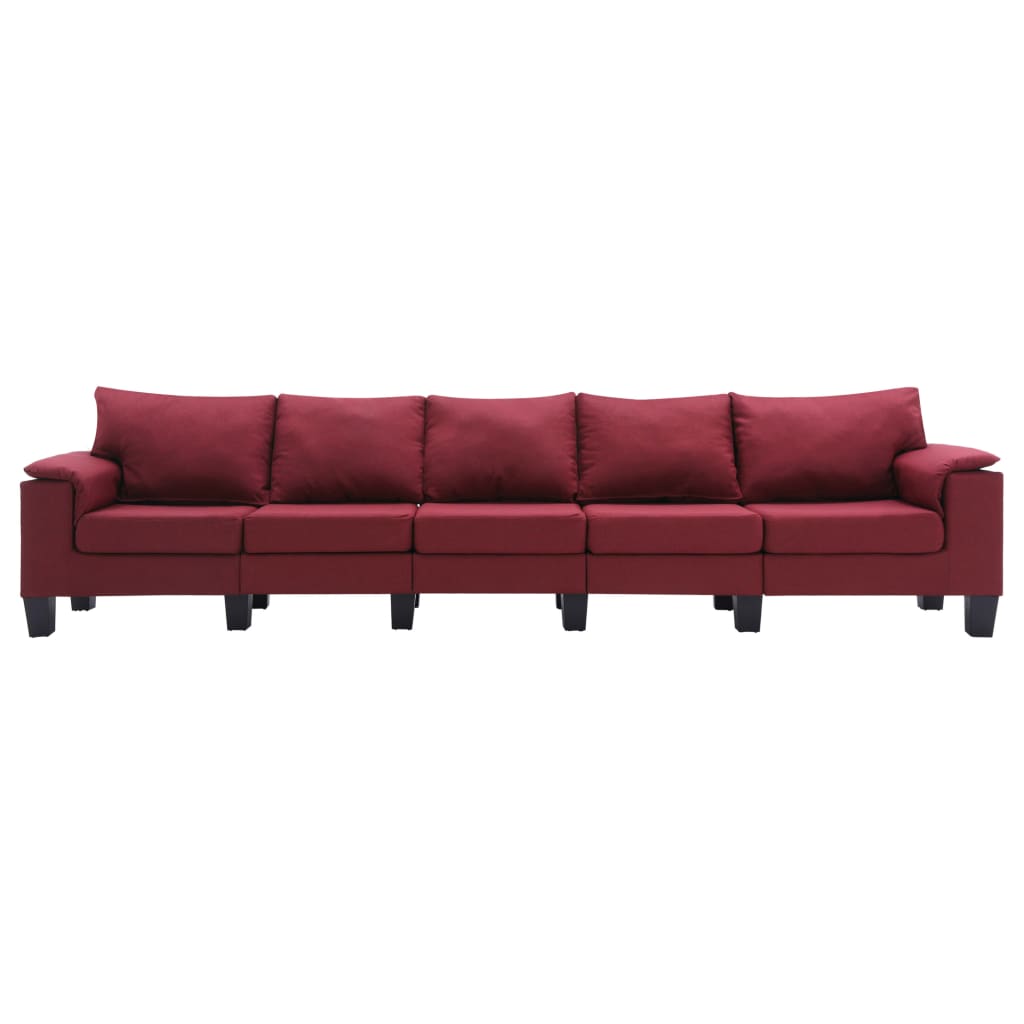 vidaXL Penkiavietė sofa, raudonojo vyno spalvos, audinys