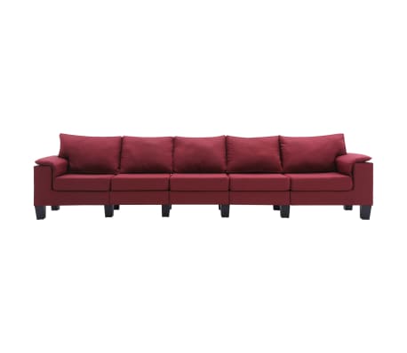vidaXL Penkiavietė sofa, raudonojo vyno spalvos, audinys