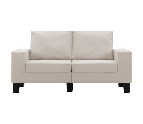 vidaXL divvietīgs dīvāns, krēmkrāsas audums