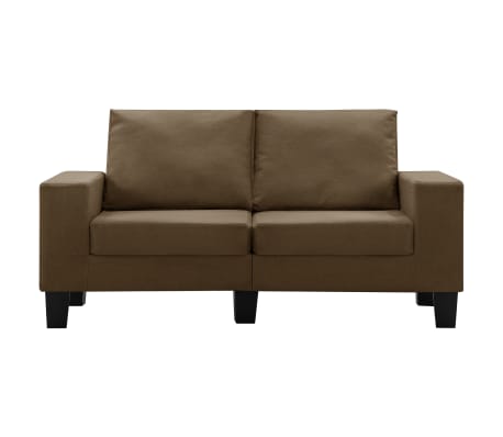 vidaXL Dvivietė sofa, rudos spalvos, audinys