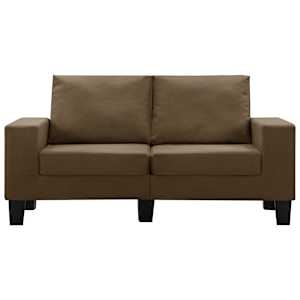 vidaXL Dvivietė sofa, rudos spalvos, audinys