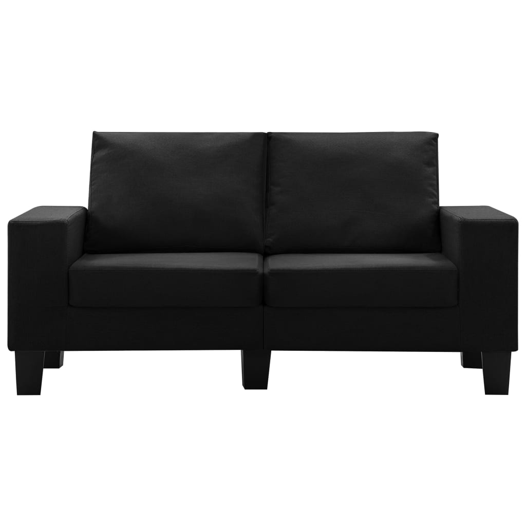 vidaXL divvietīgs dīvāns, melns audums