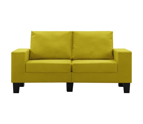 vidaXL Dvivietė sofa, geltonos spalvos, audinys