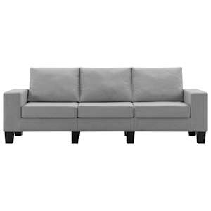 vidaXL Trivietė sofa, &scaron;viesiai pilkos spalvos, audinys