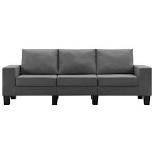 vidaXL Trivietė sofa, tamsiai pilkos spalvos, audinys