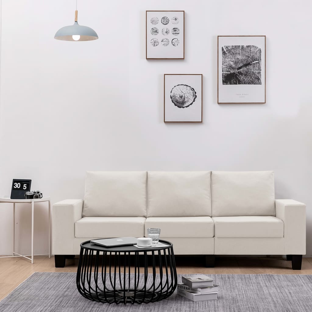 vidaXL 3-Sitzer-Sofa Creme Stoff