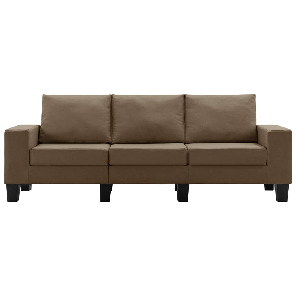 vidaXL 3-местен диван, кафяв, текстил