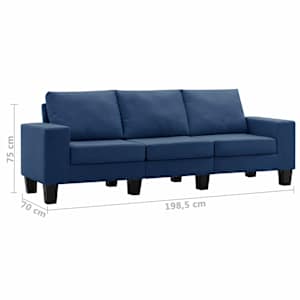 3místná pohovka modrá textil - obrázek 9
