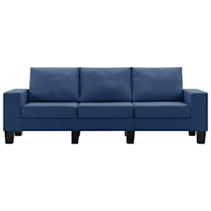 vidaXL Trivietė sofa, mėlynos spalvos, audinys
