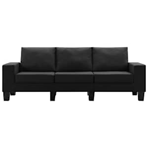 vidaXL Trivietė sofa, juodos spalvos, audinys
