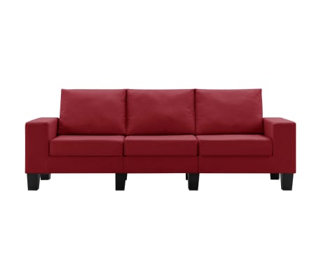 vidaXL 3-osobowa sofa, kolor czerwonego wina, tapicerowana tkaniną
