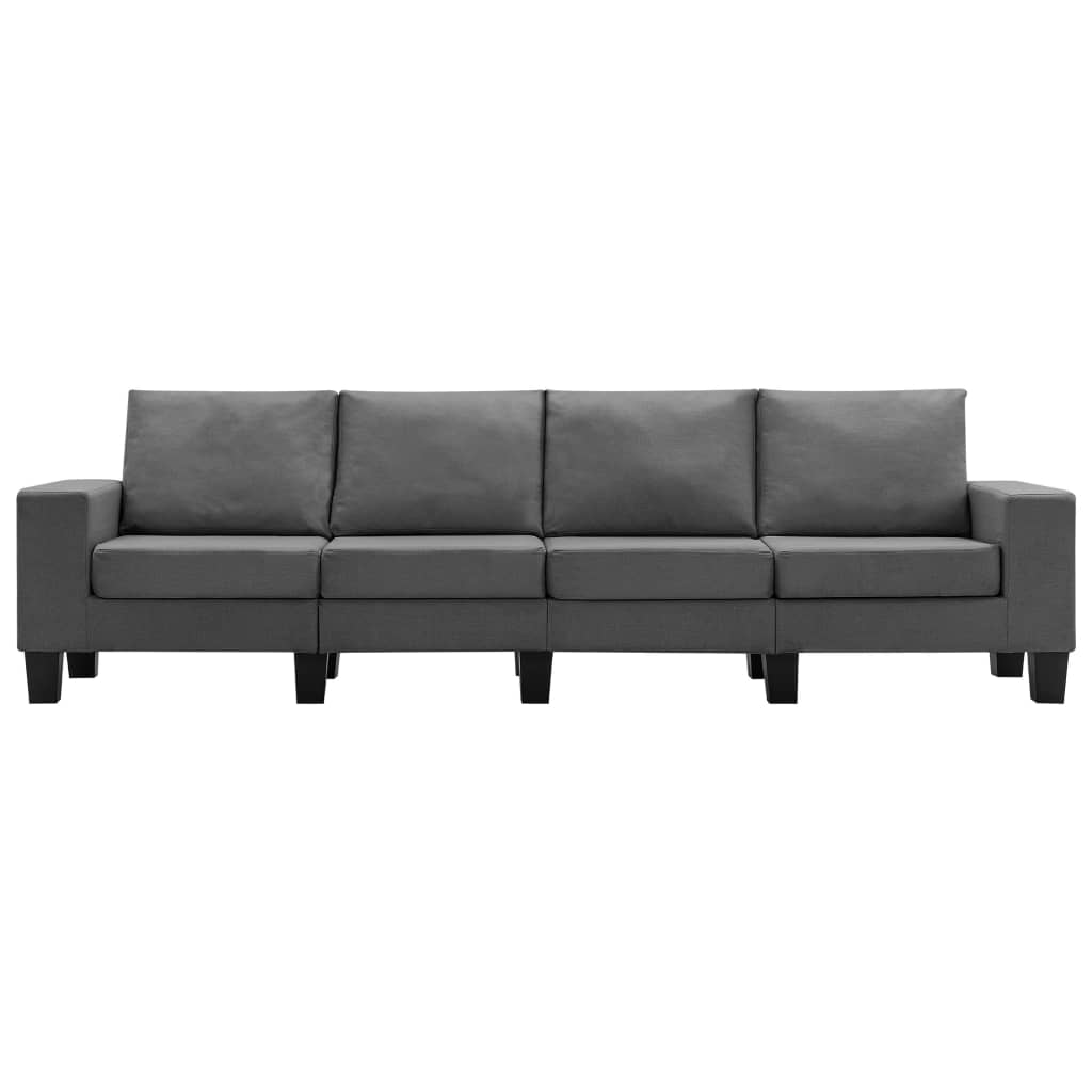 vidaXL 4-местен диван, тъмносив, текстил