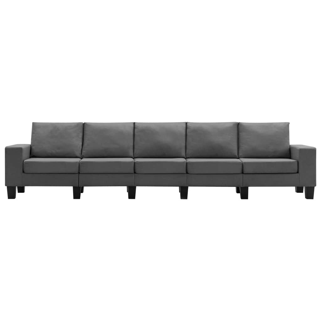 vidaXL 5-osobowa sofa, ciemnoszara, tapicerowana tkaniną