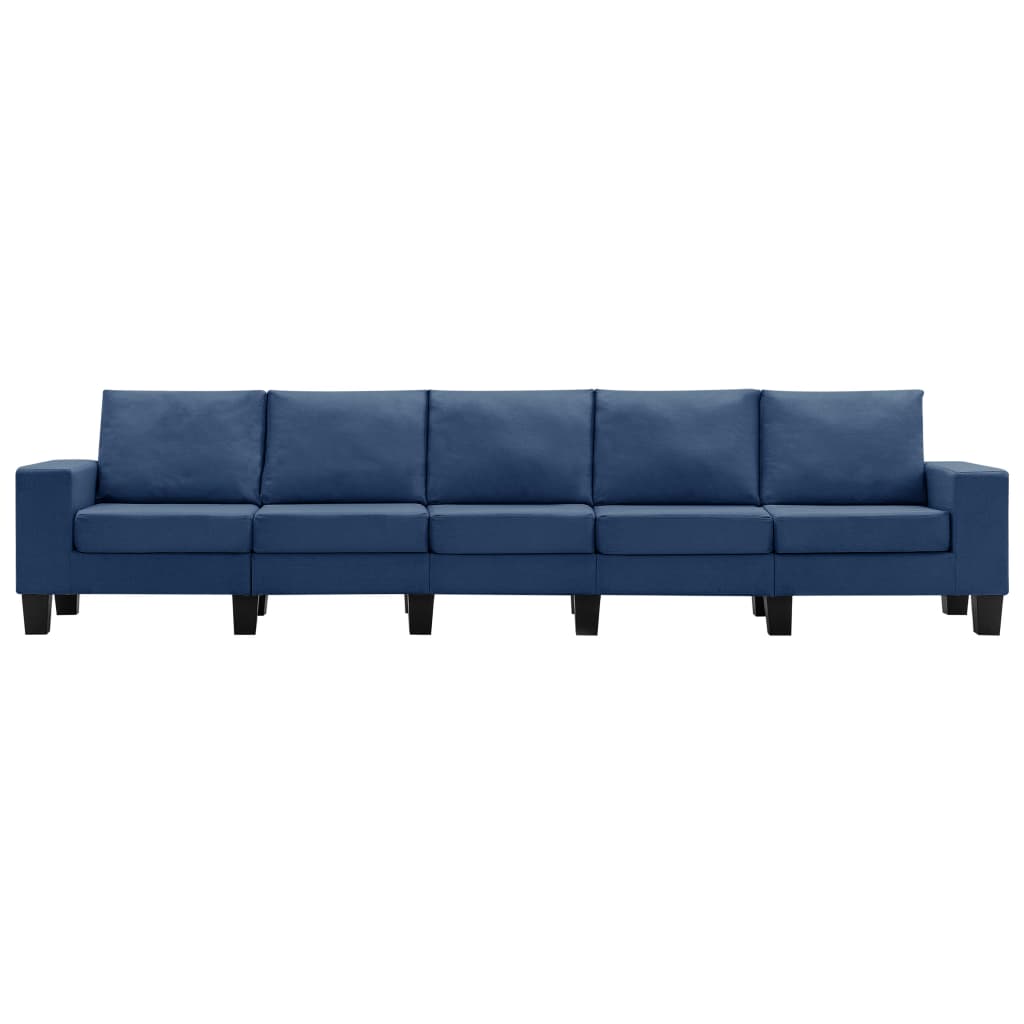 vidaXL 5-osobowa sofa, niebieska, tapicerowana tkaniną