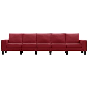 vidaXL 5-osobowa sofa, kolor czerwonego wina, tapicerowana tkaniną