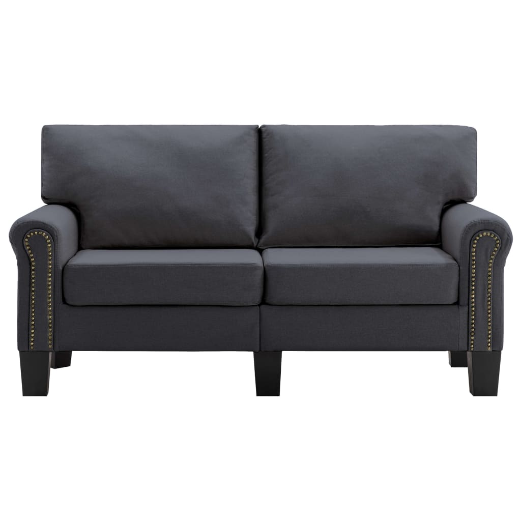 vidaXL 2-местен диван, тъмносив, текстил