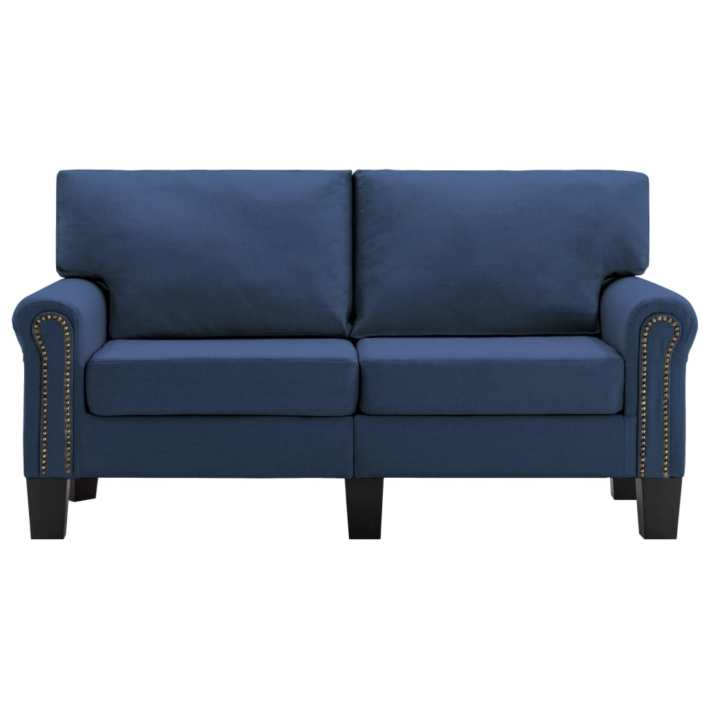 vidaXL 2-местен диван, син, текстил