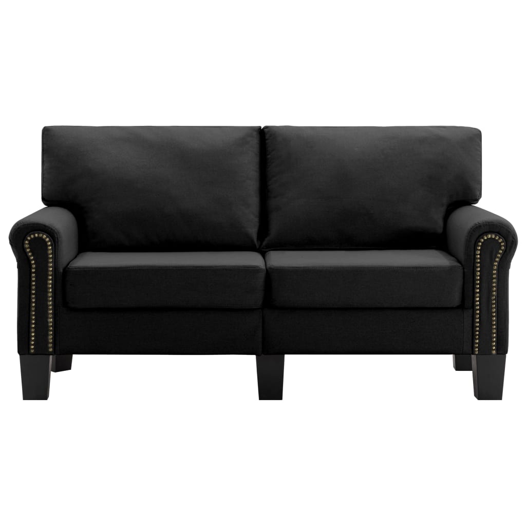 vidaXL 2-местен диван, черен, текстил