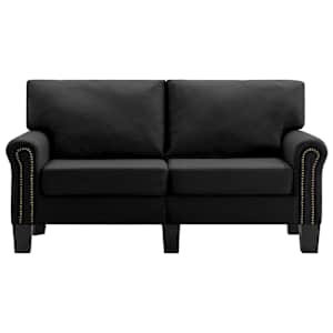 vidaXL 2-osobowa sofa, czarna, tapicerowana tkaniną