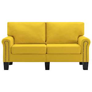 vidaXL Dvivietė sofa, geltonos spalvos, audinys