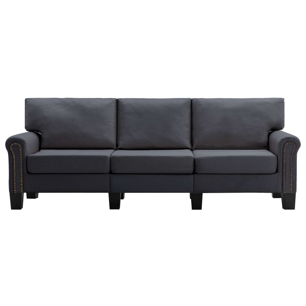 vidaXL Trivietė sofa, tamsiai pilkos spalvos, audinys