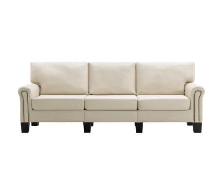 vidaXL trīsvietīgs dīvāns, krēmkrāsas audums