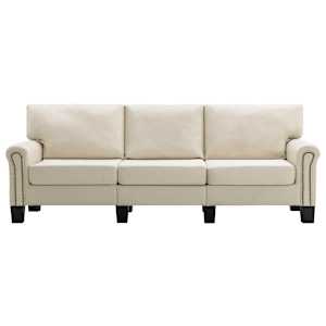 vidaXL trīsvietīgs dīvāns, krēmkrāsas audums