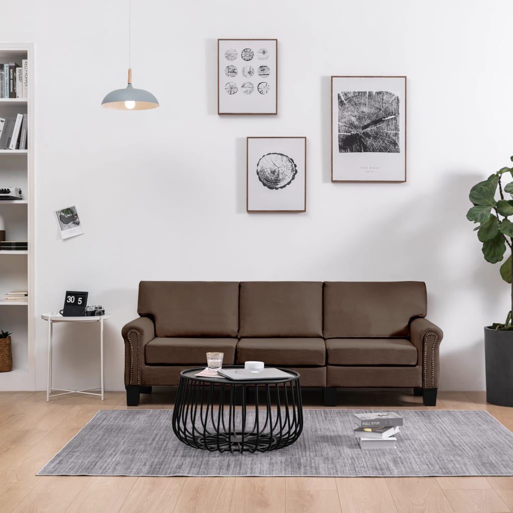 vidaXL 3-Sitzer-Sofa Braun Stoff