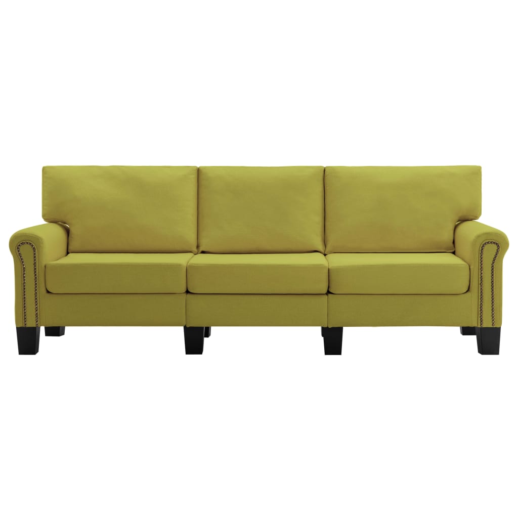 vidaXL Trivietė sofa, žalios spalvos, audinys