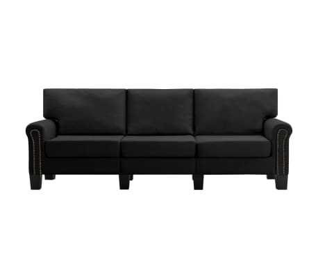 vidaXL 3-местен диван, черен, текстил