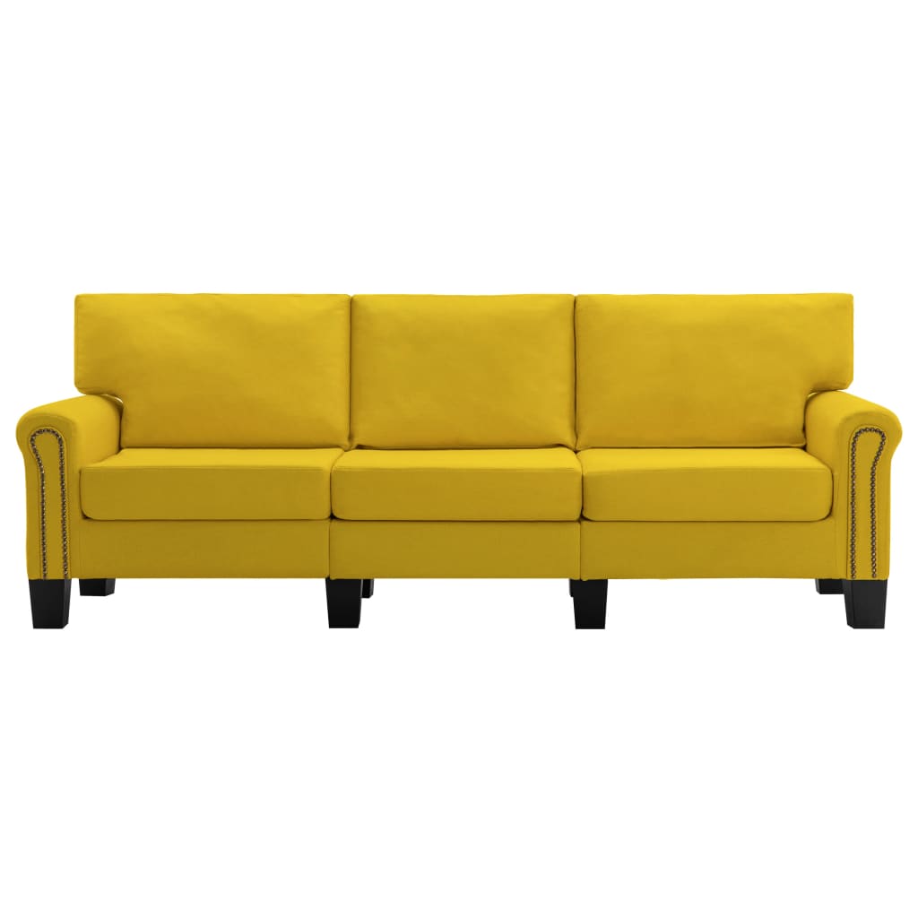 vidaXL 3-местен диван, жълт, текстил