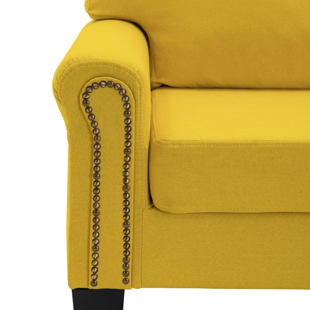 Canapea cu 3 locuri, galben, material textil