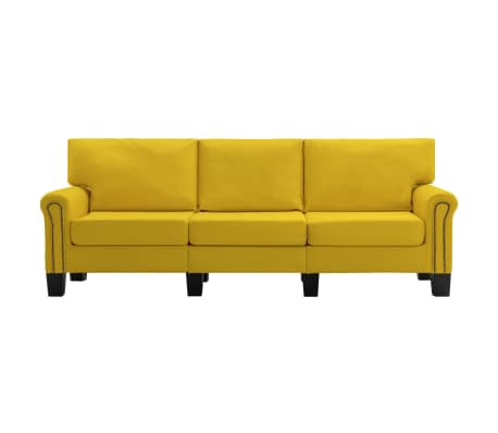 vidaXL 3-osobowa sofa, żółta, tapicerowana tkaniną