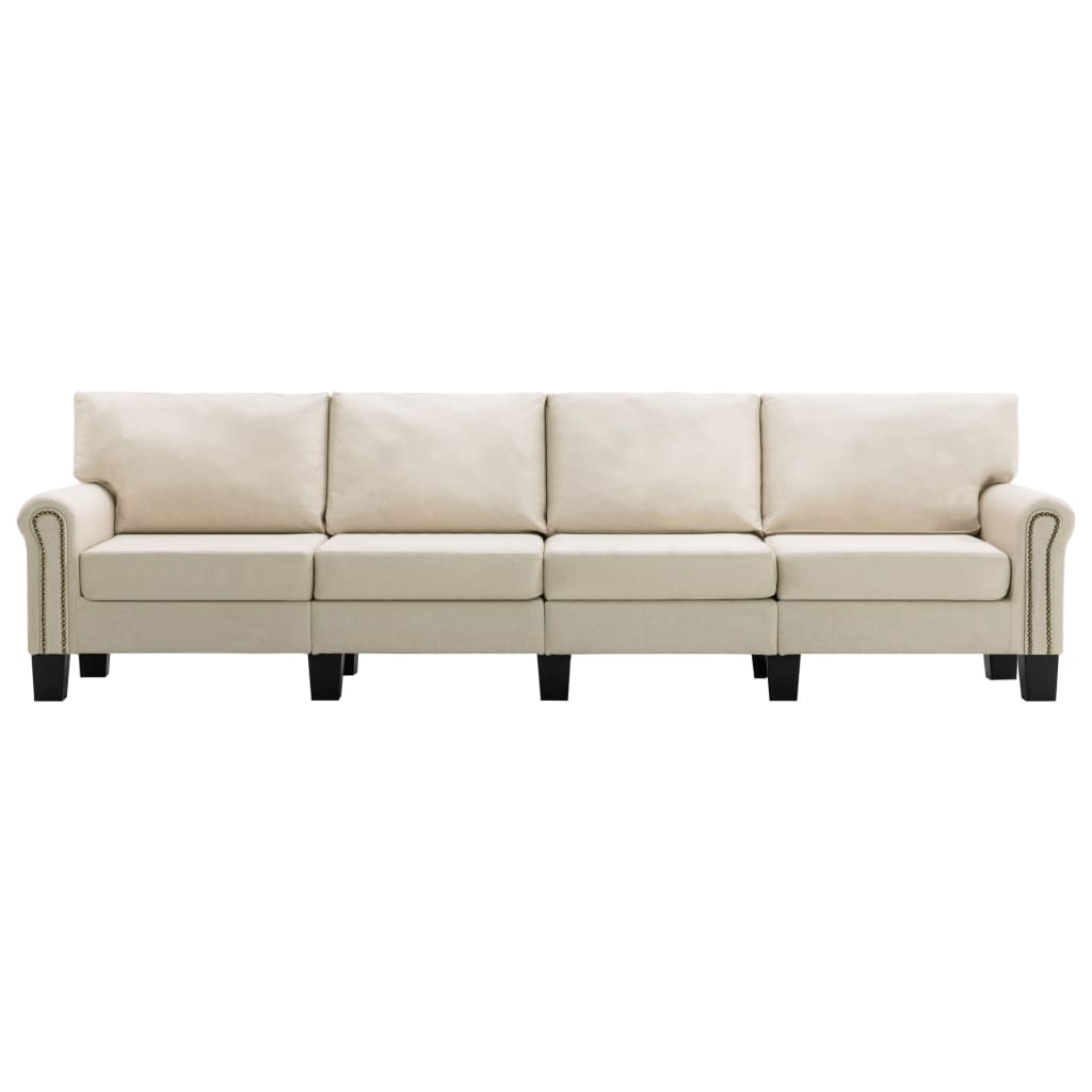 vidaXL 4-osobowa sofa, kremowa, tapicerowana tkaniną