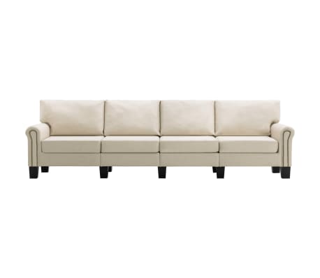 vidaXL 4-osobowa sofa, kremowa, tapicerowana tkaniną
