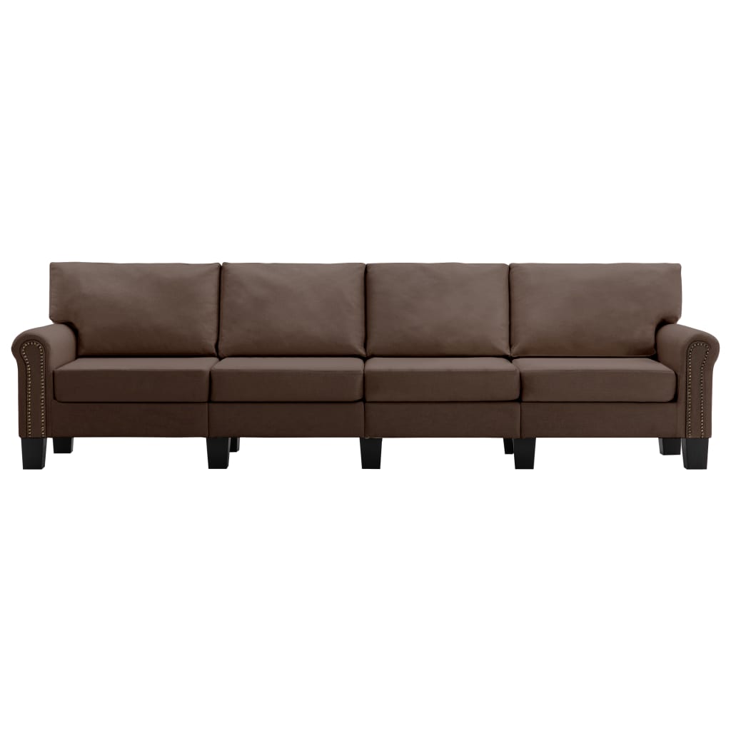 vidaXL 4-местен диван, кафяв, текстил