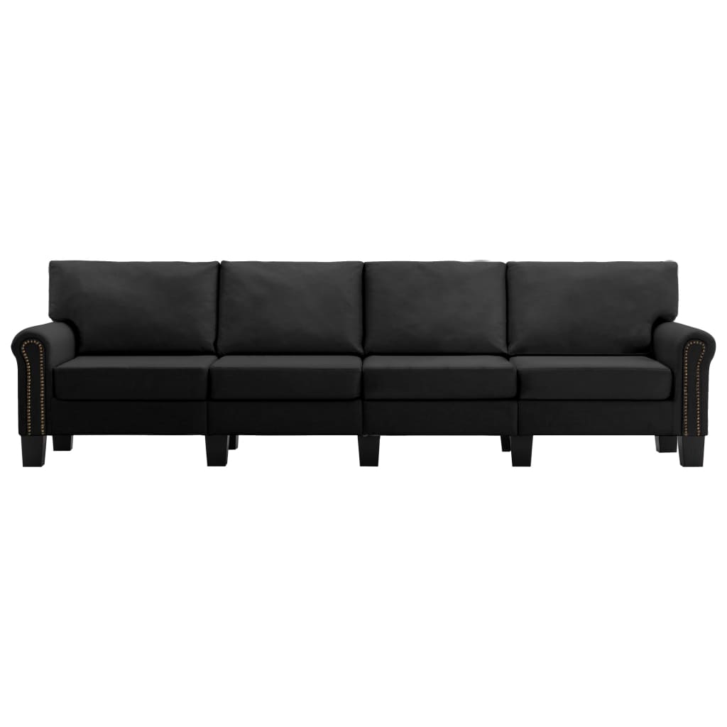 vidaXL 4-osobowa sofa, czarna, tapicerowana tkaniną