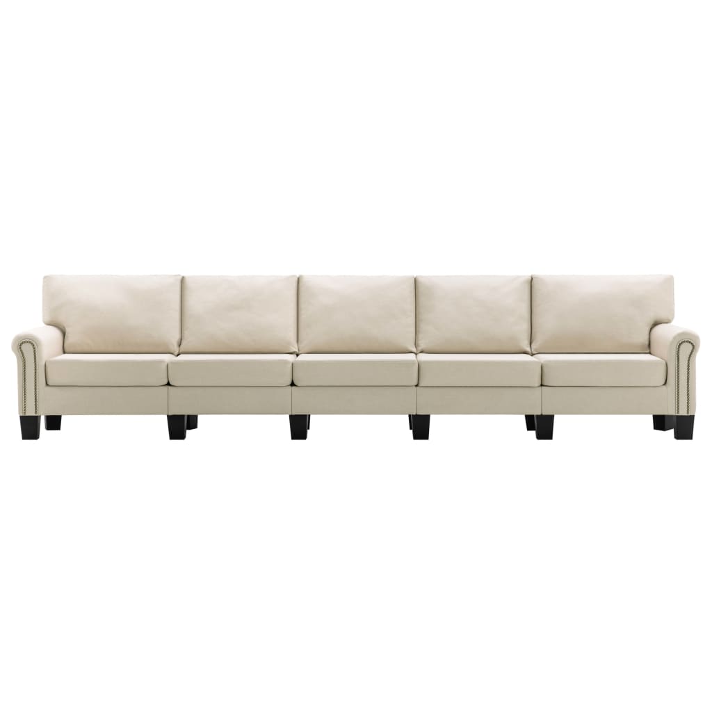 vidaXL 5-osobowa sofa, kremowa, tapicerowana tkaniną