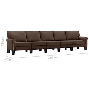 5místná pohovka hnědá textil - obrázek 8