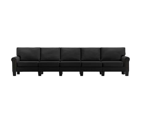 vidaXL 5-местен диван, черен, текстил