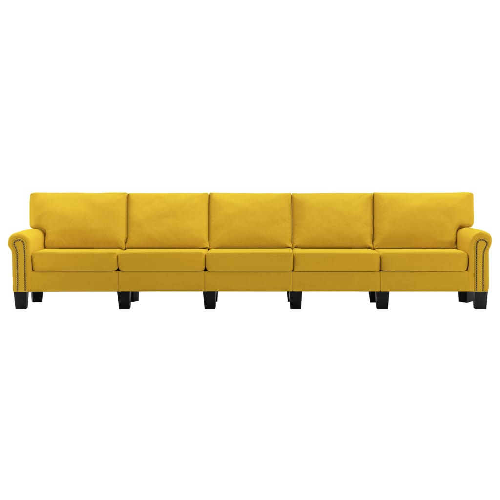 vidaXL piecvietīgs dīvāns, dzeltens audums