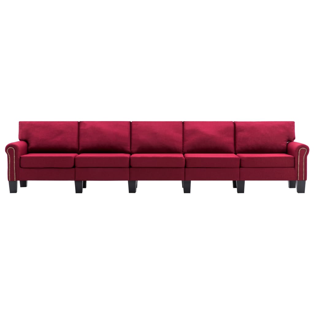 vidaXL 5-Sitzer-Sofa Weinrot Stoff