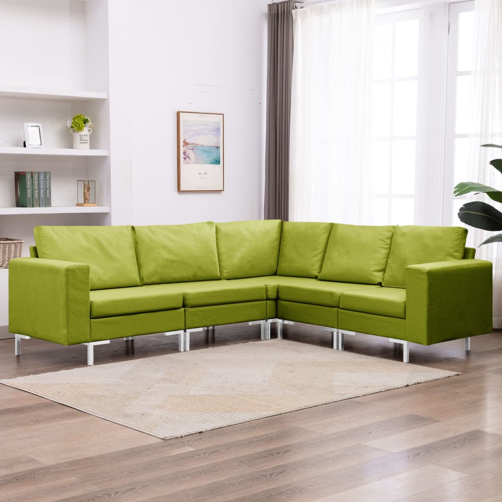 5dílná sedací souprava textil zelená