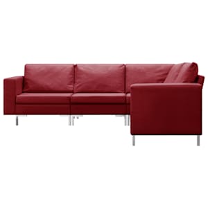 vidaXL Sofos komplektas, 5 dalių, raudonojo vyno spalvos, audinys