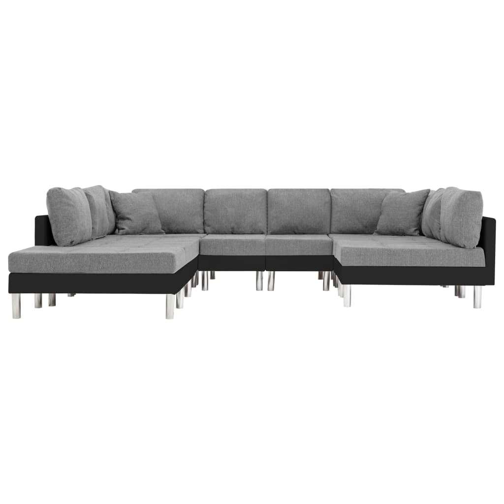 vidaXL Модулен диван, изкуствена кожа, черен